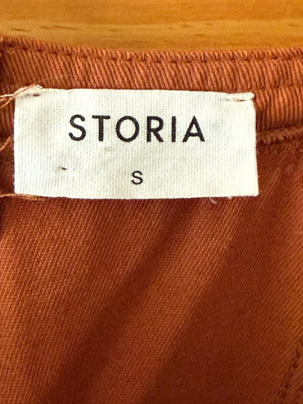 Storia Rust Braided Strap Tie Waist Wide Leg Cotton Utility Jumpsuit size S - Picture 4 of 6